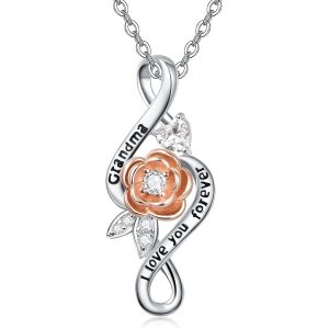 Collier Avec Pendentif En Forme De Rose En Argent Sterling S925 - Cadeau D'anniversaire Pour Grand-M&egrave;re, Argent Sterling - Neuf