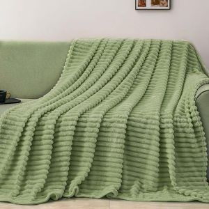Tianyi-Couverture Douillette En Peluche De Lapin - Vert - 180 X 200 Cm - Couverture Moelleuse - Super Douce - En Flanelle Épaisse - Pour Canapé, Lit, Bureau - Neuf