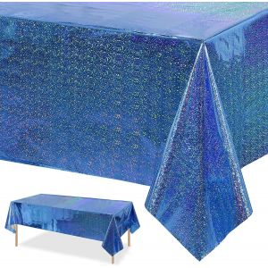 Sjzg-Nappe D'anniversaire - Bleu - Imperméable - En Plastique - Motif Banc De Bière - Décoration D'anniversaire D'enfant - 137 X 274 Cm - Neuf