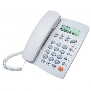 Telephone fixe filaire pour la maison, l'hotel ou le bureau, avec volume reglable, repondeur et interphone ABS, blanc. - Neuf