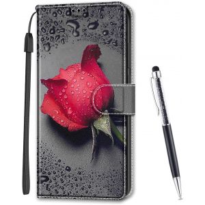 KAL-Coque Compatible Avec Sony Xperia 1 Iii, Imprim&eacute; Color&eacute; Motif Portefeuille Housse En Cuir Synth&eacute;tique Avec Support Et Cartes Compartiments Pour Sony Xperia 1 Iii (Rose A) - Neuf