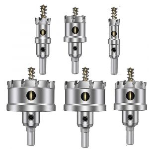 Jeu de 6 scies cloches en carbure TCT de 16 &agrave; 60 mm pour la d&eacute;coupe du m&eacute;tal et du bois - Neuf