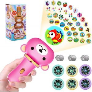 Lampe De Poche Projecteur Pour Enfant,Lampe De Poche Pour Enfants,Diapositive Projecteur Torches,Cadeaux Enfants (Rose) - Neuf