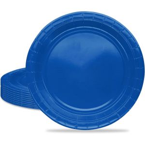 Sjzg-16 Pièces Bleu Assiette Pour Fête Anniversaire,7 Pouces/18cm Bleu Papier Assiette Dessert Plateau Vaisselle Pour Décoration Anniversaire Homme Femme - Neuf
