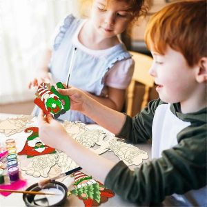 60pcs Ornements Pour Arbre Inachev&eacute; Blanc Bois Gnome D&eacute;coupe Tranches - Neuf