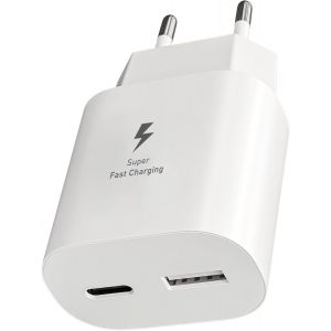LORANKA-Chargeur USB C Samsung 25W,2-Port Charge Rapide Prise USB-C et USB-A pour Samsung Galaxy S25 S24 S23 S22 S21 S20 Ultra FE 5G,A56 A55 A54 A36 A35 A34,Z Flip 7,iPhone 17 Pro Type C Secteur Adap - Neuf