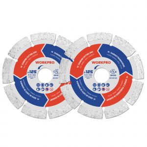 Disque a Tronconner Diamantes 125 mm WORKPRO, 2 Pieces pour Carrelage, Beton, Pierre, Brique, Granit, Marbre, Meuleuse - Neuf