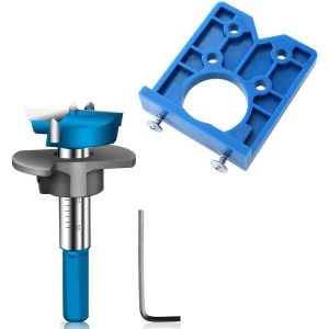 Gabarit de Per&ccedil;age Charniere Invisible 35 mm Ouvre Trou de Charni&egrave;re Localisateur de Trou D'Installation de Porte pour Charni&egrave;res de Placard et Plaques de Montage, pour Menuiserie (Bleu) - Neuf