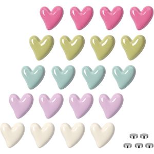 KALANKA-Lot de 20 petits aimants color&eacute;s en forme de c?ur pour r&eacute;frig&eacute;rateur avec 5 aimants autocollants de remplacement, beaux aimants d&eacute;coratifs pour tableau magn&eacute;tique, tableau blanc, r&eacute;frig&eacute;rateu - Neuf