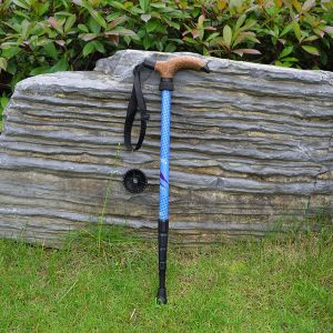 Batons D'escalade D'exterieur Avec Poignee En T, Batons De Marche Pour Randonnee Et Alpinisme (Bleu) - Neuf