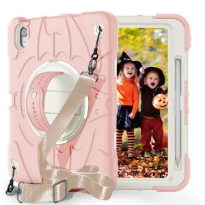 Coque De Tablette Avec Support Tournant Et Poignée Pour Ipad 11 (11e Génération) Et 10,9 (10e Génération) 2022/2025 - Rose Blanc - Neuf