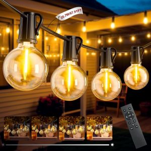 Bhhbb-Guirlande Lumineuse Exterieure, 20.7m/67.9ft Guirlande Guinguette Exterieur Avec 30+1 G40 Ampoules, 3 Modes Ip44 Imperméable Guirlande Guinguette Connectable Pour Jardin Terrasse Mariage Fête - Neuf