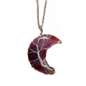 7 Chakra Gu&eacute;rison Cristal Collier Arbre De Vie Fil Enroul&eacute; Croissant De Lune Charme - Neuf