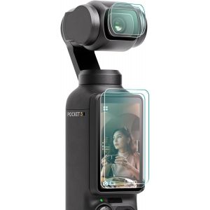 2&times;Protection d'objectif 2&times;protection d'&eacute;cran LCD pour DJI Pocket 3, DJI Pocket 3 OP3 Accessoires en verre tremp&eacute;, duret&eacute; 9H, sensible au toucher, protection d'&eacute;cran compl&egrave;te - Neuf