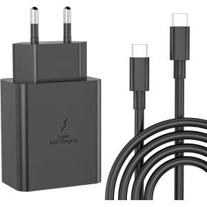 Caricabatterie USB C 45w, par Samsung GalaxyS25,S24,S23,S22,S21,Ultra,S20,S20 +,S10,S9,Note20,10,A54,A56,A55 5G,A34,A16,A15,A06,A23 Caricabatterie Samsung, Con 2M Cavo, caricatore USB c rapido(Noir) - Neuf