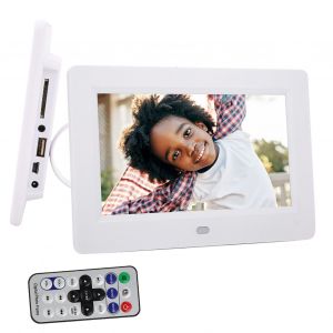 Cadre photo numerique HD 7 pouces 800 x 480 pixels, ecran multilingue, format 16:9 (blanc AU (100-240 V)) - Neuf
