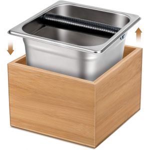 Boîte À Marc De Café, Récipient À Marc De Café Avec Barre De Frappe Recouverte De Silicone - Fabriquée En Bambou Et En Acier Inoxydable - Poubelle Pour Votre Accessoire De Barista - Neuf