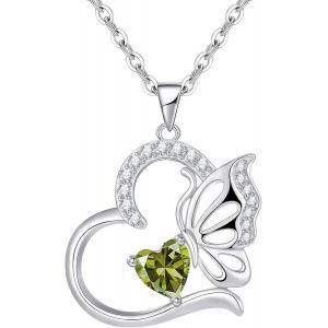 Kal-Collier Femme Argent Sterling 925 Coeur Papillon Décembre Pierre De Naissance Pendentif Bijoux Anniversaire - Neuf