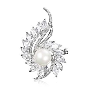 Broche P Pour Femme, Strass Et Fleur En Forme De Poire, Bijou Fantaisie - Neuf