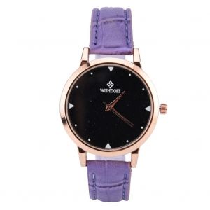 Cadran Rond Style R&eacute;tro Montre En Alliage De Quartz Pu Cuir Bracelet Accessoire (Violet) - Neuf