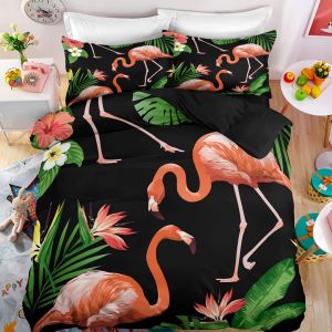 Housse Couette Enfant Flamant Rose X Cm Linge De Lit + X Taies D'oreiller Xcm Microfibre Housse De Couette X Fille Doux Confortable - Neuf
