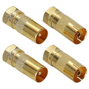 4PCS Adaptateur Type F vers Coaxial, 2 Paires de Connecteurs F pour Câble TV, Convertisseur Satellite Type F vers Aérien Coaxial RF Mâle/Femelle - Neuf