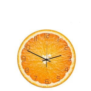 Horloge murale fruits - Orange - APC013A - D&eacute;coration de bureau - Fonctionnement silencieux - Acrylique - Diam&egrave;tre 28 cm - Neuf