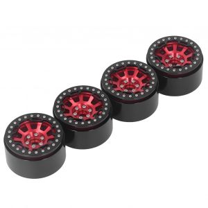 Lot de 4 moyeux de jante en aluminium de 2,2 pouces pour Traxxas Defender pour Axial SCX10 SCX10 II 90046 90047 1/10 RC Crawler, rouge - Neuf