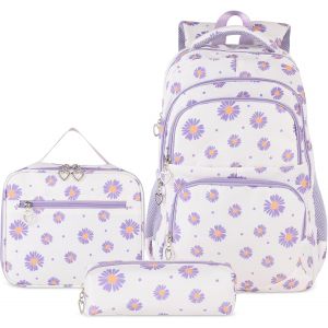 Sac À Dos D'Écolier Pour Fille, Adolescente, Femme, Sac D'École, Sac À Dos, Sac À Dos Pour Filles, École, Loisirs, Avec Sac À Déjeuner Et Trousse, Beige, Sac À Dos Pour Enfant - Neuf