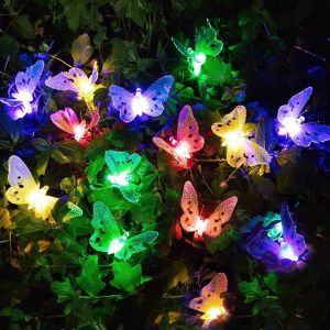 TRAHOO-Guirlande Lumineuse Solaire Papillon, 5m 20LED guirlande lumineuse exterieure solaire, lampe solaire exterieur decorative &Eacute;tanche, decoration jardin exterieur pour pelouse, f&ecirc;te d'&eacute;t&eacute;, Mariage - Neuf