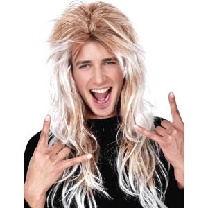 Kalanka-Perruque Vokuhila Pour Homme - Style Punk Rock - Style Punk Rock - Pour Homme - 30 Cm De Long - Blanc M&eacute;lang&eacute; - Style Punk Rock - Cosplay Halloween - Costume De F&ecirc;te - Neuf