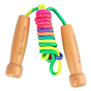 1 Corde A Sauter Reglable Arc-En-Ciel Pour Enfants Avec Poignee En Bois Pour Le Sport En Plein Air - Neuf