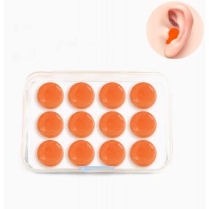 Bouchons d'oreilles (orange), 6 paires de bouchons d'oreilles en silicone moulables, réutilisables pour dormir, réduire le bruit, nager et ronfler - Neuf
