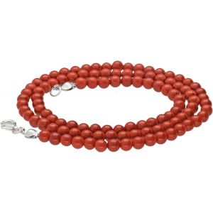 Kal-Chaîne À Boules En Pierre Précieuse + Fermoir En Argent 925 | Boules De 4 Mm De Diamètre | Fermoir Mousqueton De 45 Cm De Long | Chaîne De Qualité Supérieure - Neuf