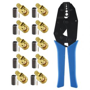 10Pcs SMA Connecteurs mâles et outil de sertissage de câble coaxial Sertissage - Neuf