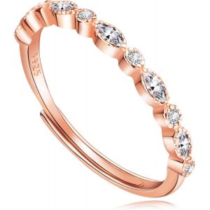 Kahfl-Bague En Zirconium 925 Argent Sterling Femmes Anneau Réglable Bague De Fiançailles Avec Pierre Cadeau Pour Femmes - Neuf