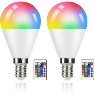 Yemaesre-Lampe Led Rgb Ampoule E27 À Intensité Variable Pack De 4 Ampoules Blanc Chaud 4w 3000k Ampoule Avec Télécommande Changement De Couleur Pour Party Bar Ktv (2, E14) - Neuf