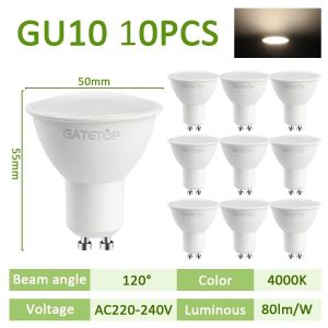 Lugh-120degree 4000k-Ouiampoules Led À Intensité Variable,Remplacement De L'ampoule Led,Lampes Encastrées Sur Rail,Gu10,3000k,6000k,Blanc Chaud,220v,5 W,7 W,9w,Chaînes Halogènes 50w,10 Pi - Neuf