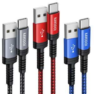 JGD-Lot de 3 c&acirc;bles USB C [3 M] - C&acirc;ble USB vers USB C en nylon de type C - C&acirc;ble de charge rapide pour Samsung Galaxy S22 Ultra S21 S20 S23 S10 A12 A21s A20e A40 A32 A52S, Google Pixel 7 6, Google P - Neuf