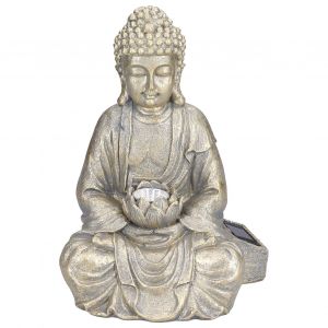 Hjlian Lampe De Jardin Bouddha A Energie Solaire, Statue De Jardin Zen Bouddha Pour Jardin, Terrasse, Patio - Neuf