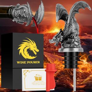 Checarzhn--No1-Bec Verseur Aérateur De Vin Dragon Pour Alcool Spiritueux - Cadeau Pour Homme Et Femme, Fans De Dragon - Bouchon De Bouteille 2 En 1 - Accessoires De Vin - Neuf