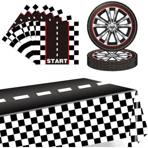 37 Pièces Vaisselle De Voiture De Course En Papier -16x Assiettes En Papier,20 X Serviettes,Nappe,Ensemble De Vaisselle Pour Fournitures De Décoration Garçons Anniversaire Mariage (16 Invités) - Neuf