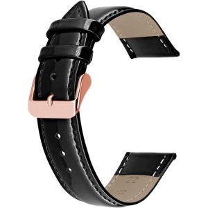 Kal-Bracelet De Montre En Cuir V&eacute;ritable Brillant Pour Hommes Femmes Noir Bleu Rouge Avec Boucle Argent Or Rose 12mm 14mm 16mm 18mm 20mm 22mm - Neuf