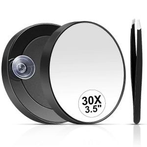 Miroir loupe 30X,petit miroir loupe avec ventouse et pince à épiler,comme - Neuf