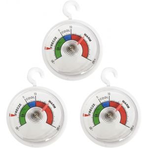 Lot de 3 thermom&egrave;tres de r&eacute;frig&eacute;rateur &agrave; cadran de 65 mm avec zones color&eacute;es, Thermom&egrave;tre analogique pour r&eacute;frig&eacute;rateur, freezer ou cong&eacute;lateur, Thermom&egrave;tre de refroidissement analogique - Neuf