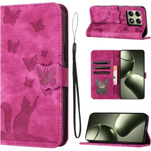 KAL-Housse Protection Pour Xiaomi 14T 5G Pouces Mat&eacute;riau En Cuir Pu Coque Xiaomi 14T Avec Fentes Pour Cartes Housse Xiaomi 14T Rose - Neuf