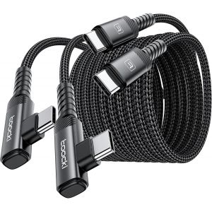 KALANKA-Cable USB C [3M+3M] USB C vers USBC Coud&eacute; 60W, C&acirc;ble Type C Charge Rapid Tress&eacute; en Nylon Durable Compatible avec iPhone 17/16/15 Pro Max MacBook Pro iPad Galaxy S23/S22, Noir - Neuf