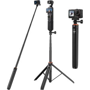 MEVRONISSHOP-Perche &agrave; Selfie Telescopique 136 cm avec Tr&eacute;pied Int&eacute;gr&eacute; pour GoPro Hero 13/12/11/10/9/Max, DJI Osmo Pocket 3, Osmo Action 5 Pro/4, Insta 360 Ace Pro, AKASO EK7000 et Autres Cam&eacute;ra d'act - Neuf