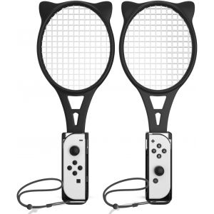 Raquette De Tennis Pour Nintendo Commutateur De Sport Ou Nintendo Commutateur Oled Joycons Pour Mario Tennis Aces (Pack De 2, Noir) - Neuf