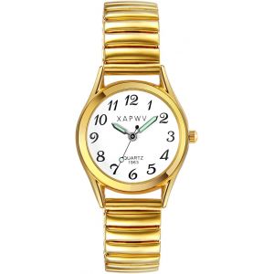 Bnhgc-Montre Quartz Femme - Montre Femme Extensible Style Simple Grand Chiffre Cadran Bracelet Alliage-Montre Femme Elastique Acier Inoxydable - Neuf